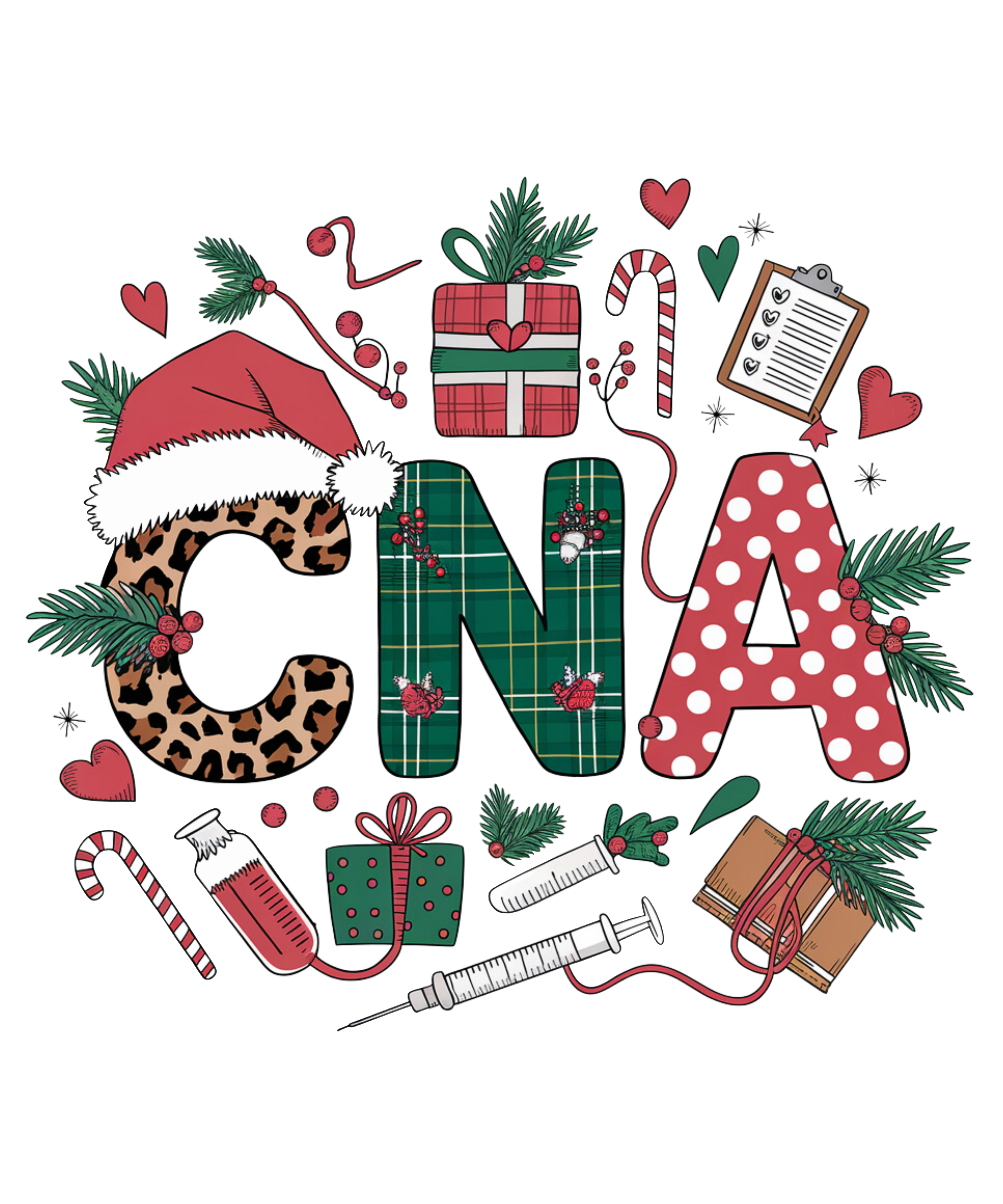 CNA Christmas DTF Print