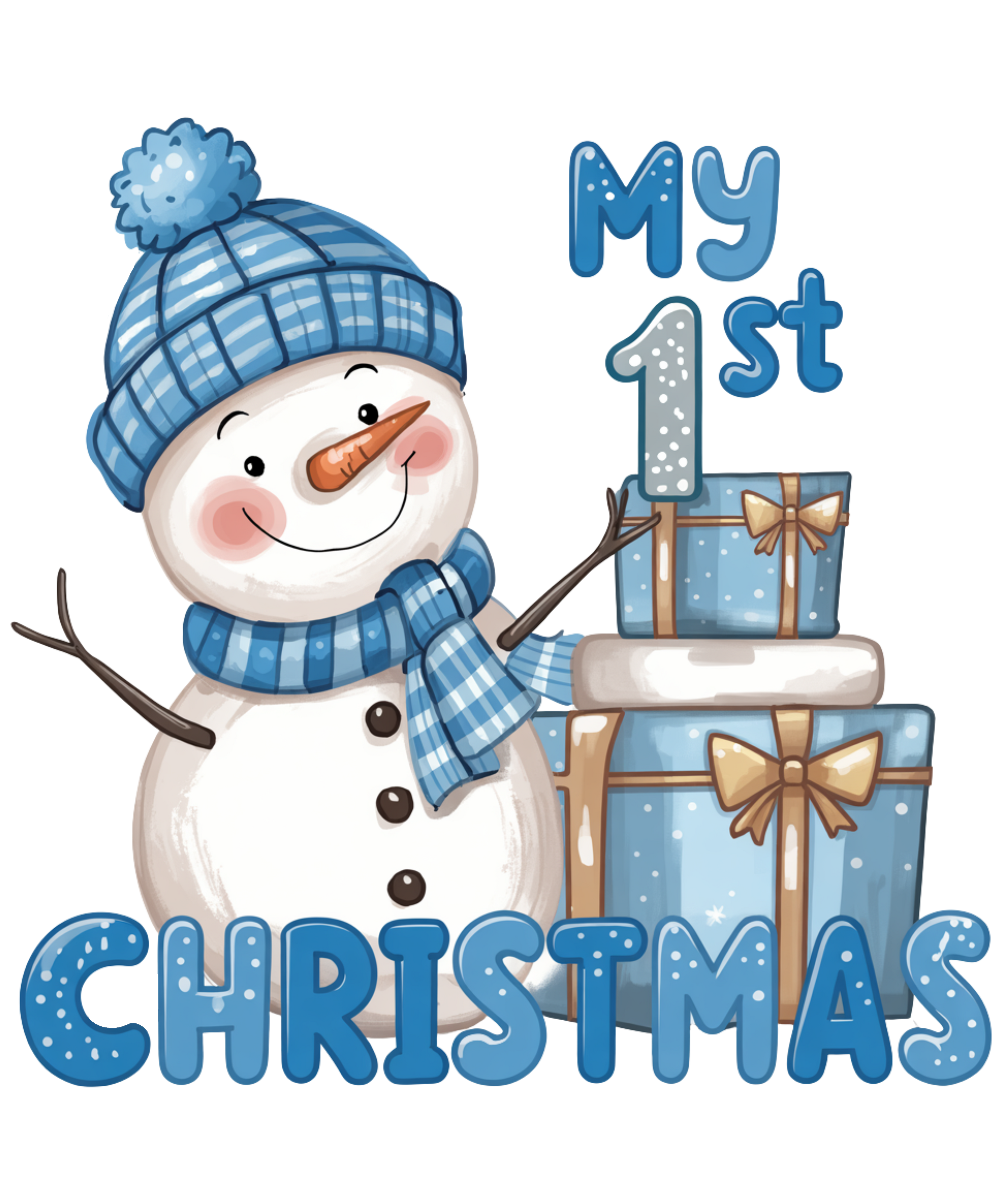 Baby Boy Snowman Christmas DTF Print