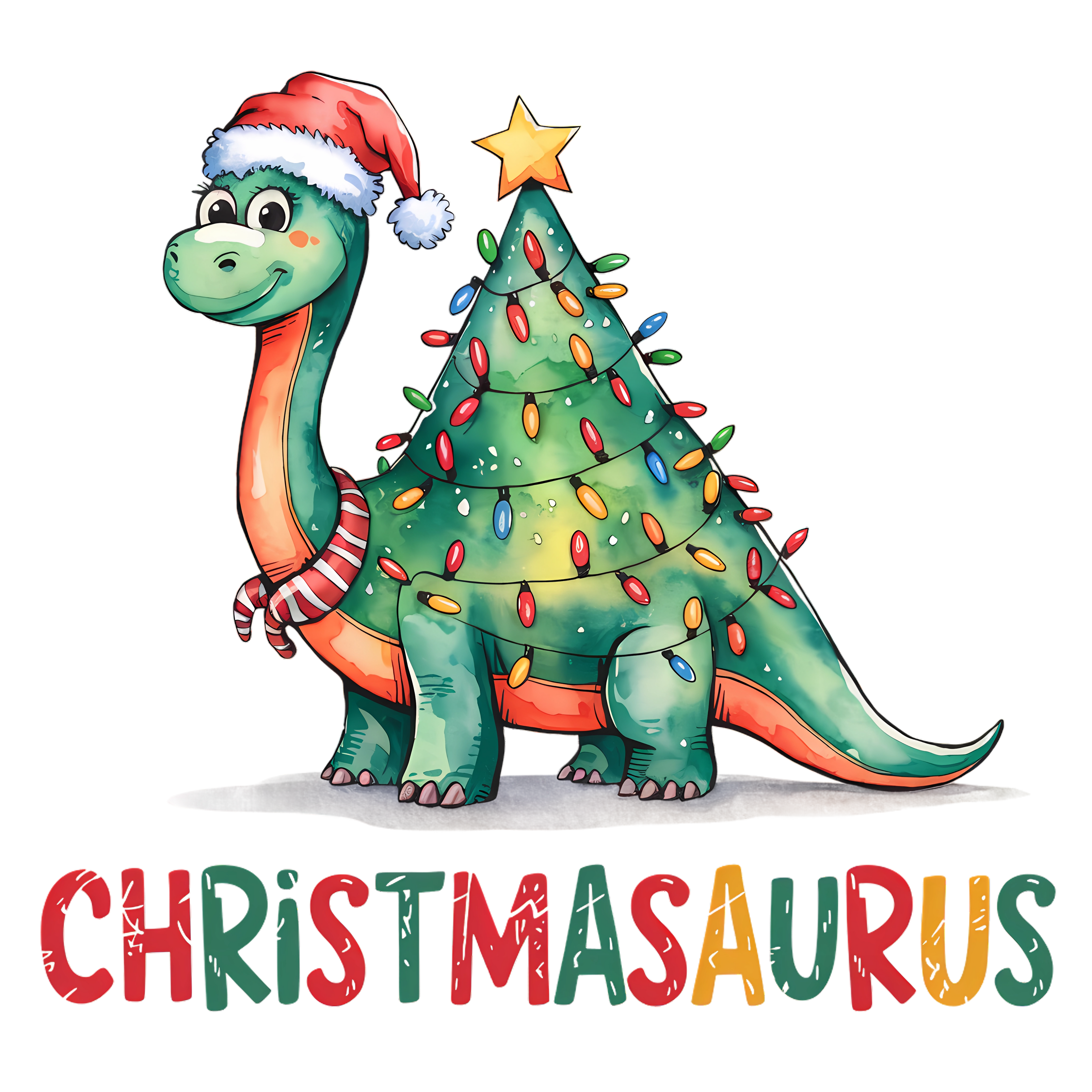 Dinosaur Christmas DTF Print