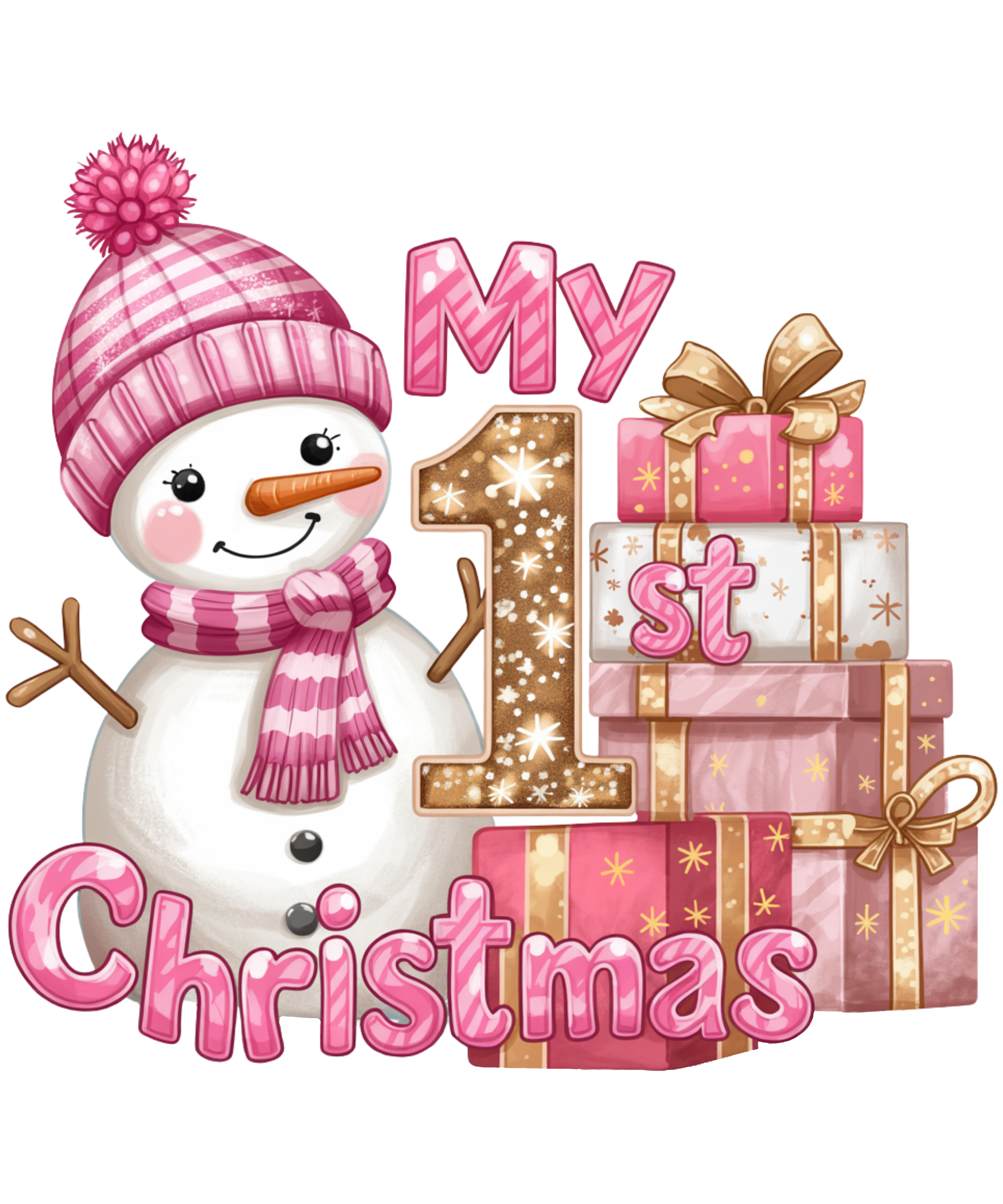 Baby Girl Snowman Christmas DTF Print