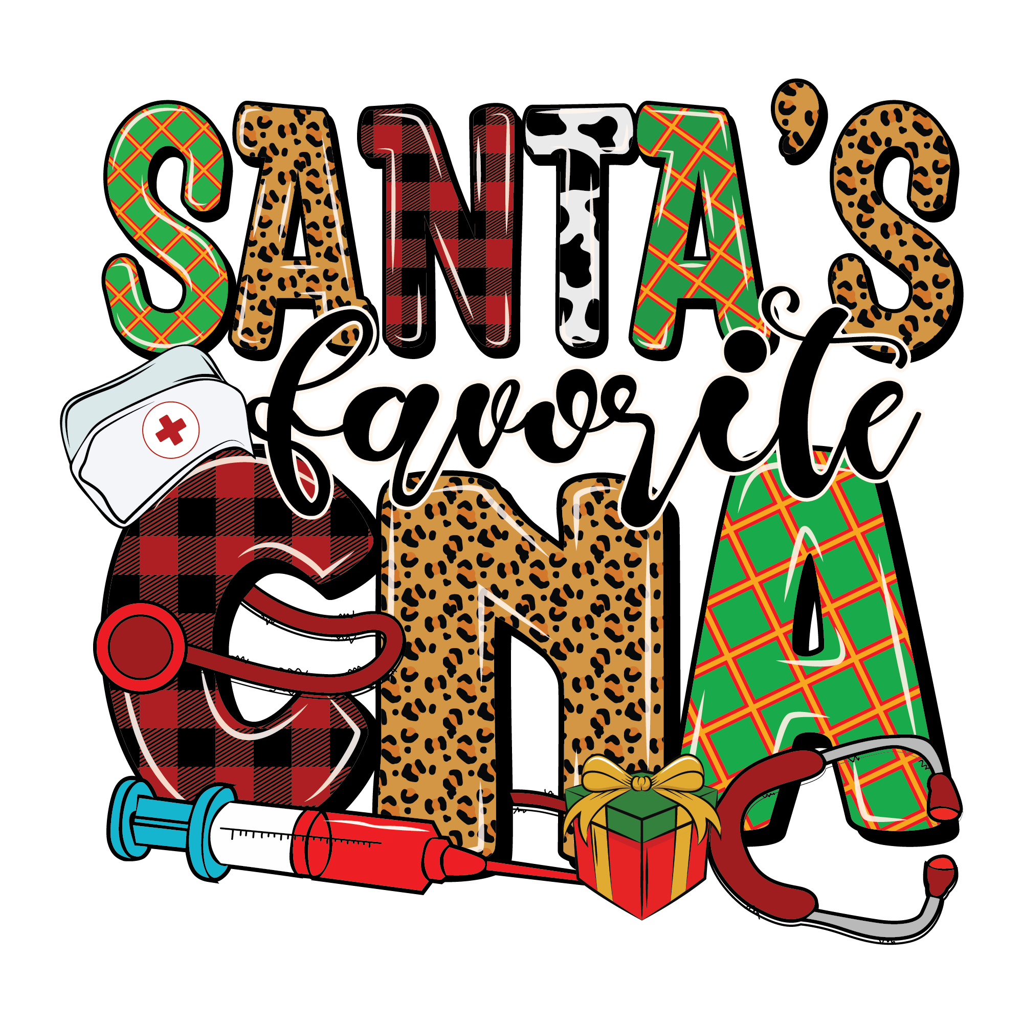 CNA Christmas DTF Print