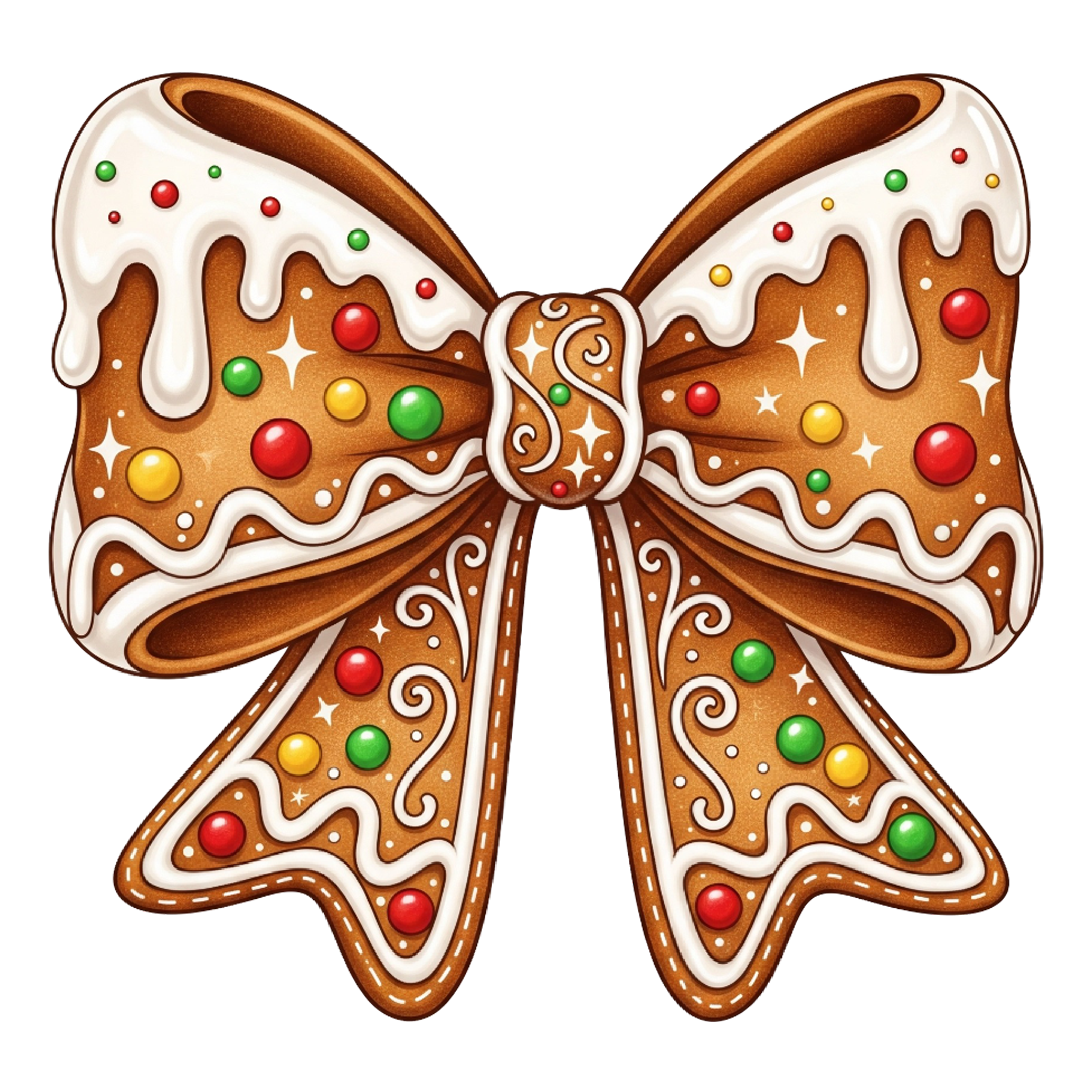 Gingerbread Bow Christmas DTF Print